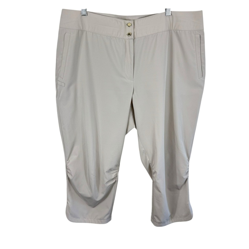 Chico's Zenergy Golf Light Tan High Rise Lightweight Capri Golf Pants Size XL